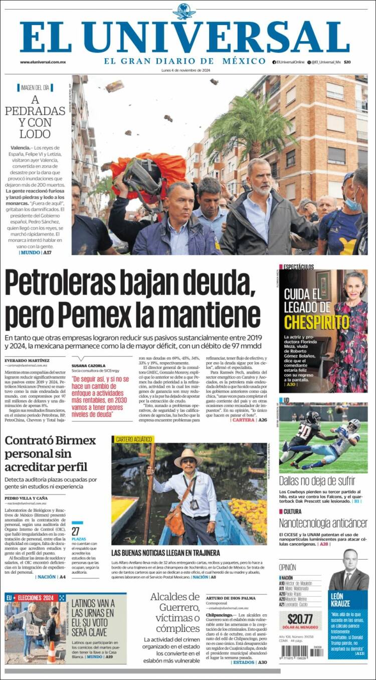 Portada de El Universal (México)