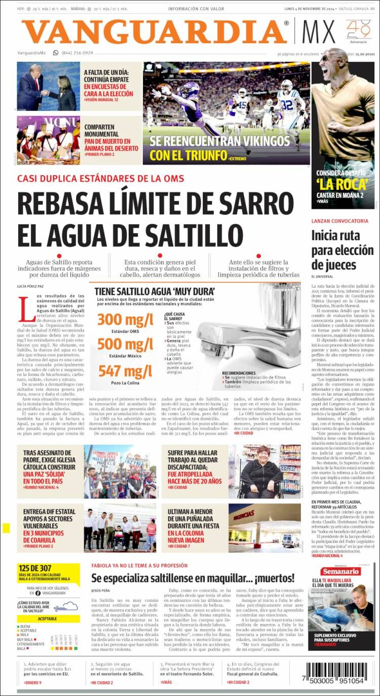 Portada de Vanguardia (México)