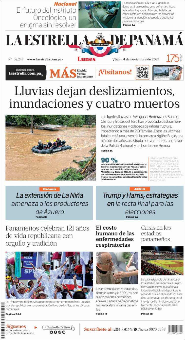 Portada de La Estrella de Panamá (Panam&aacute;)