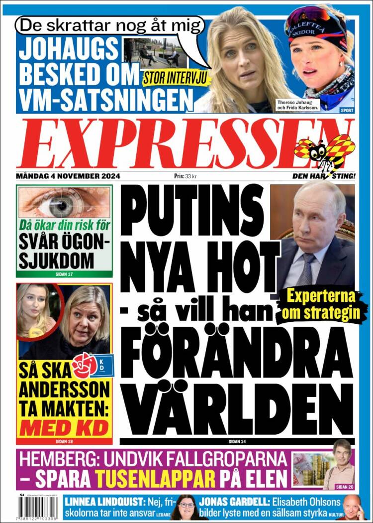 Portada de Expressen (Suecia)