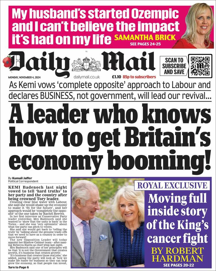 Portada de Daily Mail (Reino Unido)