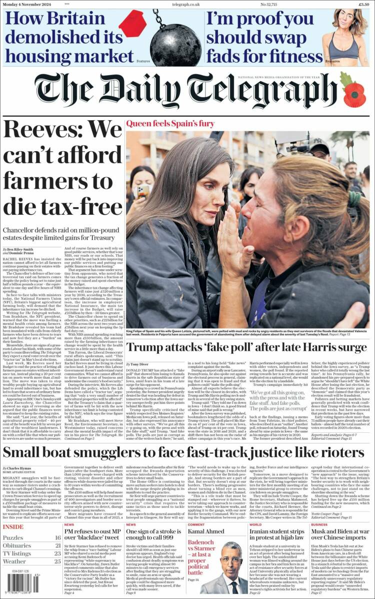Portada de Daily Telegraph (Reino Unido)