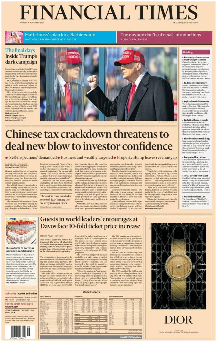 Portada de Financial Times (Reino Unido)