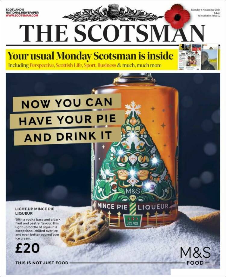 Portada de The Scotsman (Reino Unido)