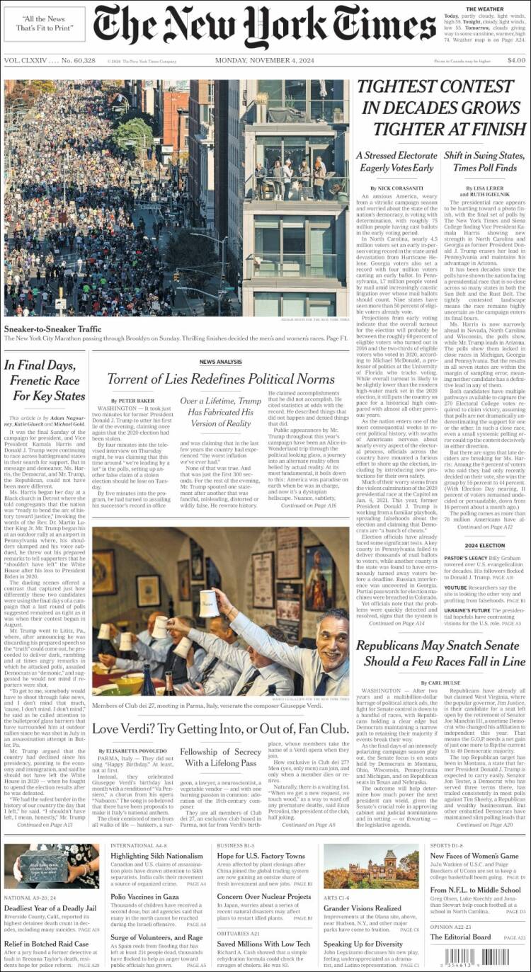 Portada de New York Times (USA)