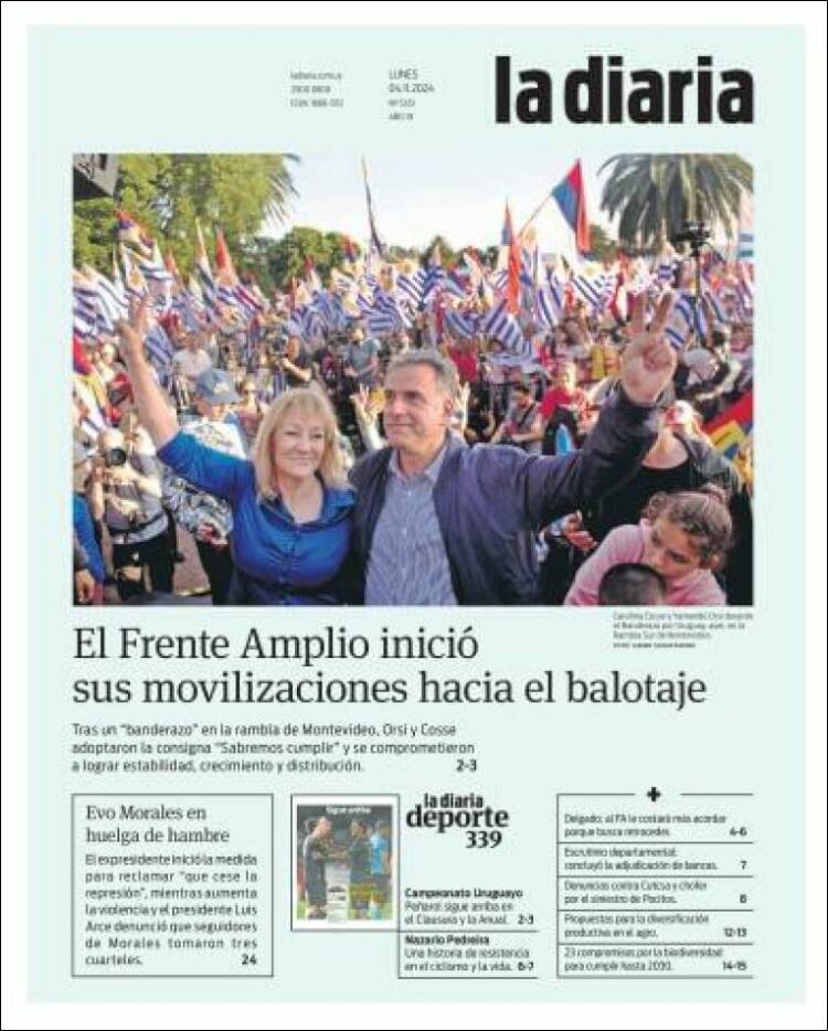 Portada de La Diaria (Uruguay)