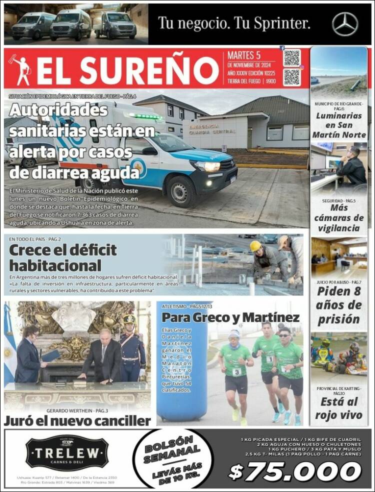 Portada de Diario El Sureño (Argentina)