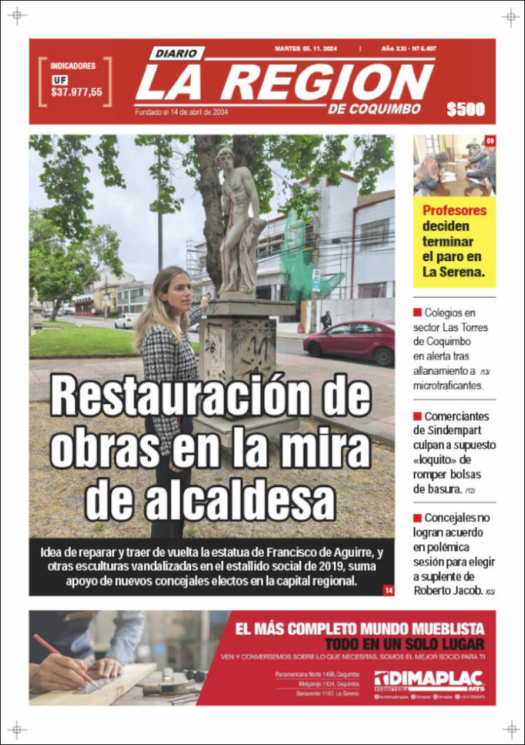 Portada de Diario La Región de Coquimbo (Chile)
