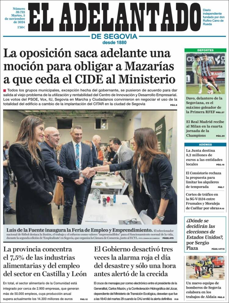 Portada de El Adelantado de Segovia (España)