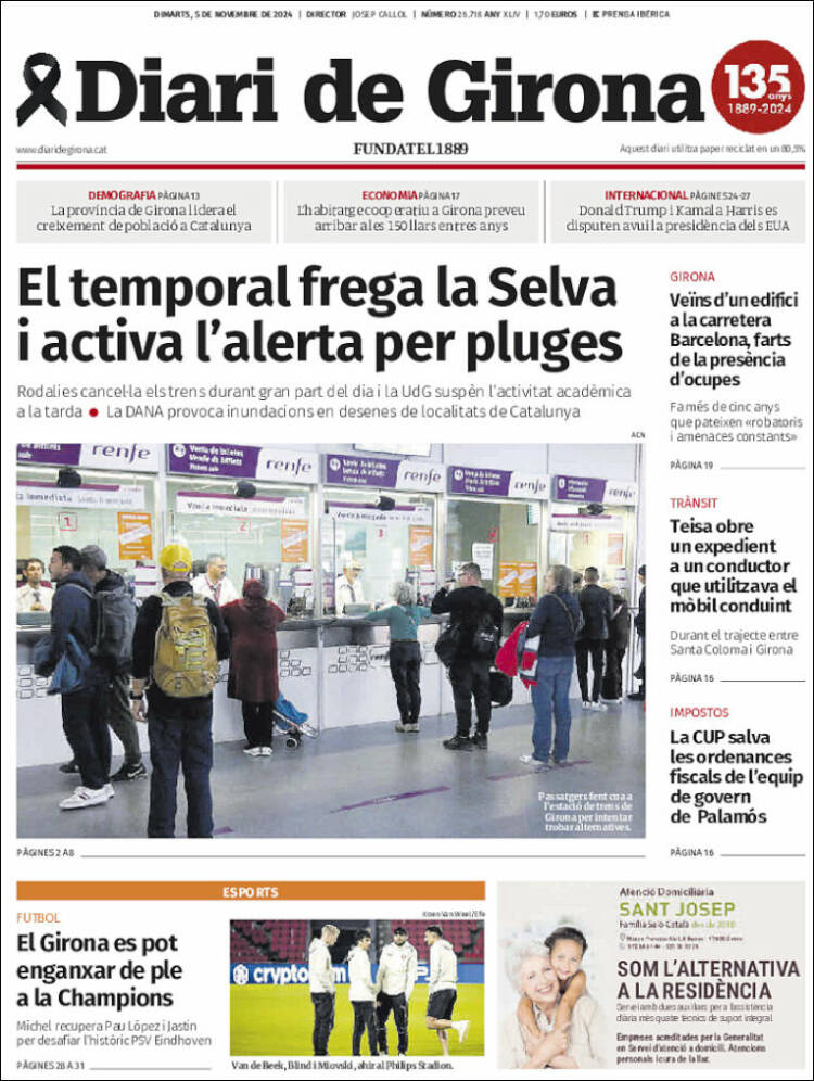 Portada de Diari de Girona (España)