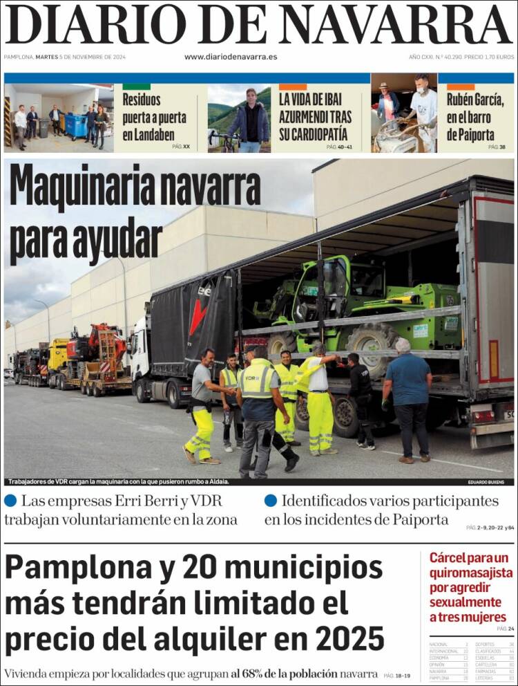 Portada de Diario de Navarra (España)