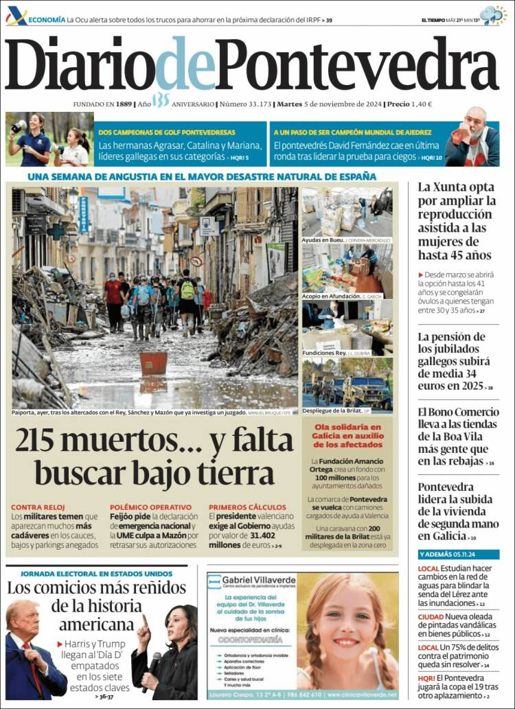 Portada de Diario de Pontevedra (España)