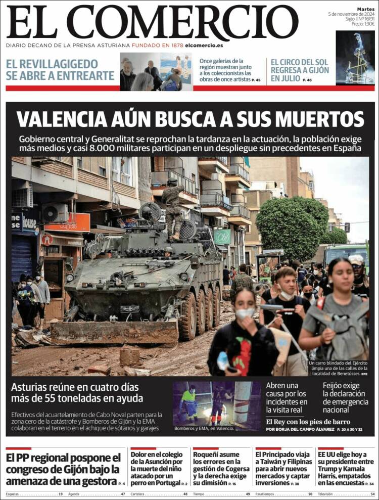 Portada de El Comercio - Gijón (España)