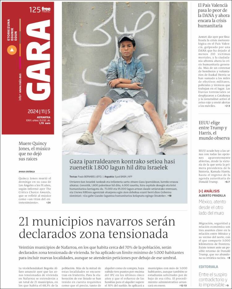 Portada de Gara (España)