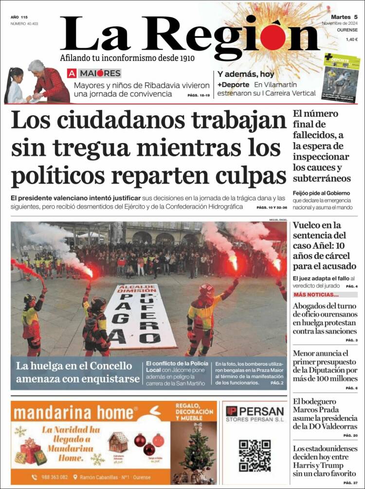 Portada de La Región de Ourense (España)