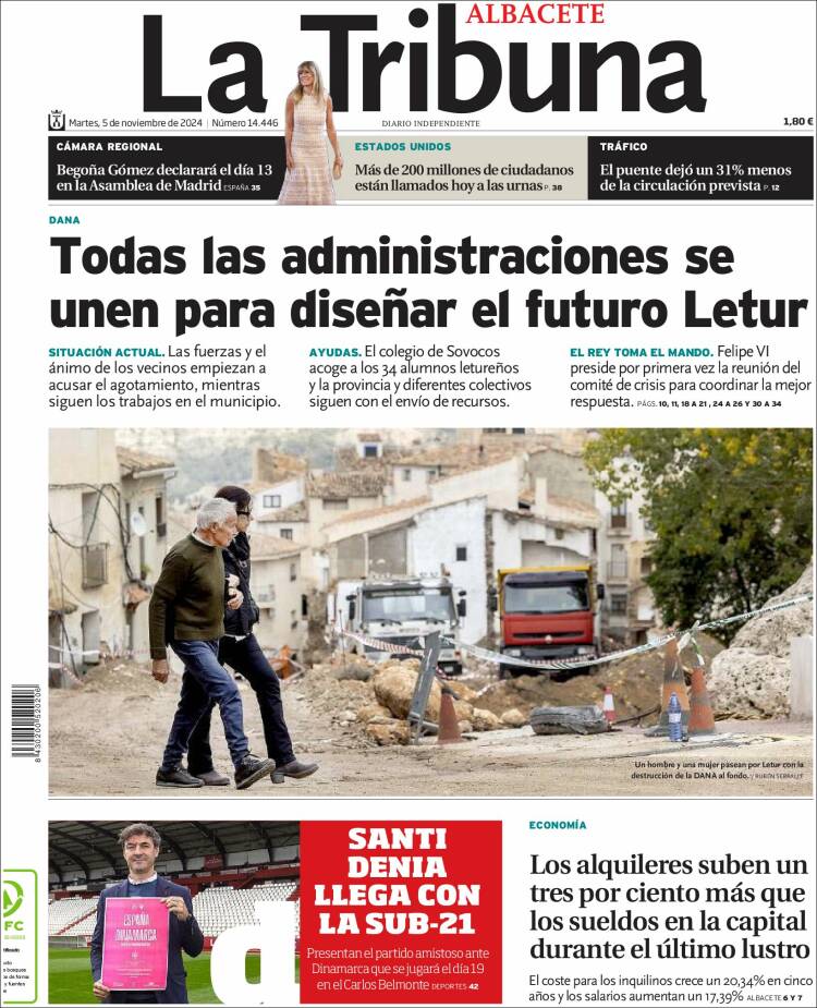 Portada de La Tribuna de Albacete (España)