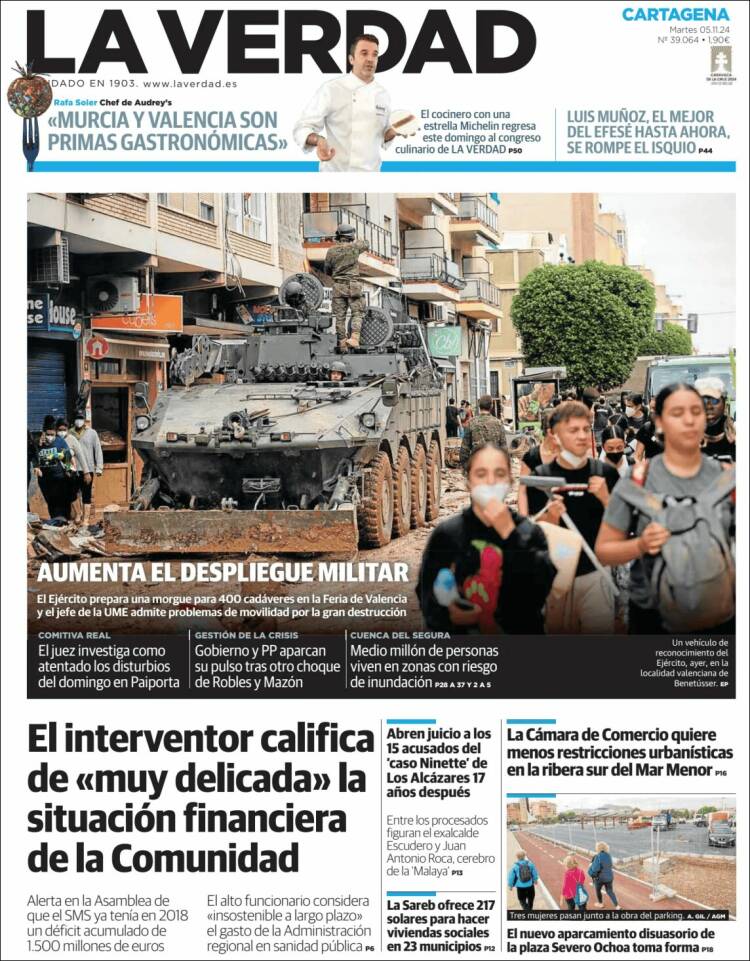 Portada de La Verdad de Cartagena (España)