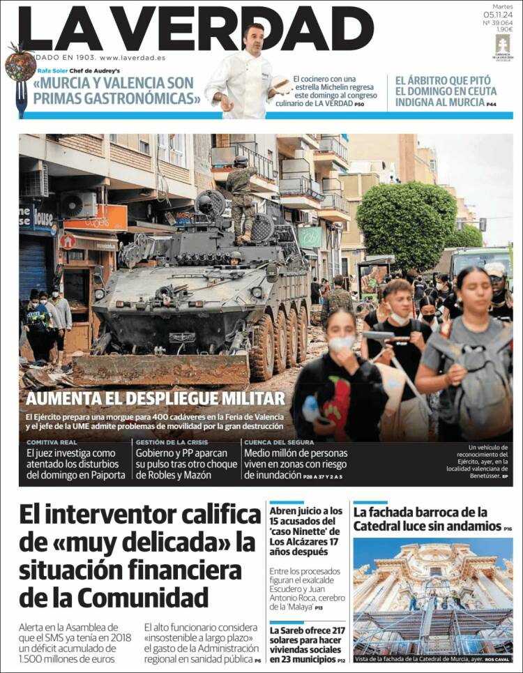 Portada de La Verdad de Murcia (España)