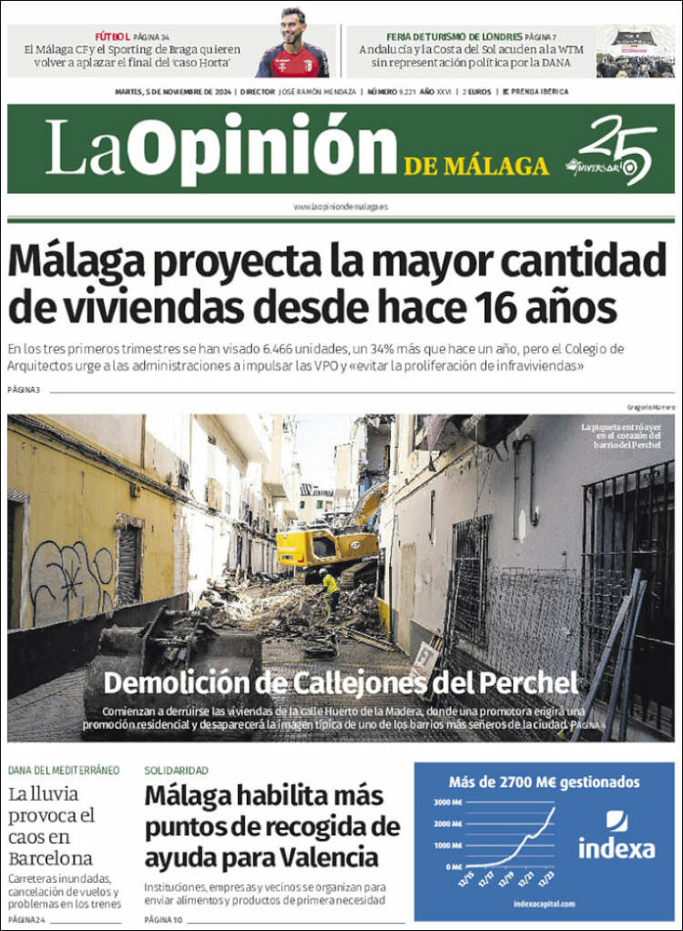 Portada de La Opinión de Málaga (España)