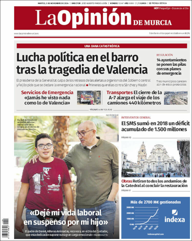 Portada de La Opinión de Murcia (España)