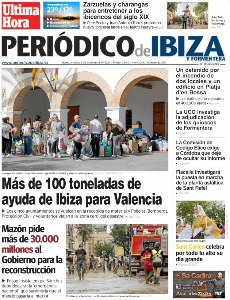 Portada de Periódico de Ibiza (España)