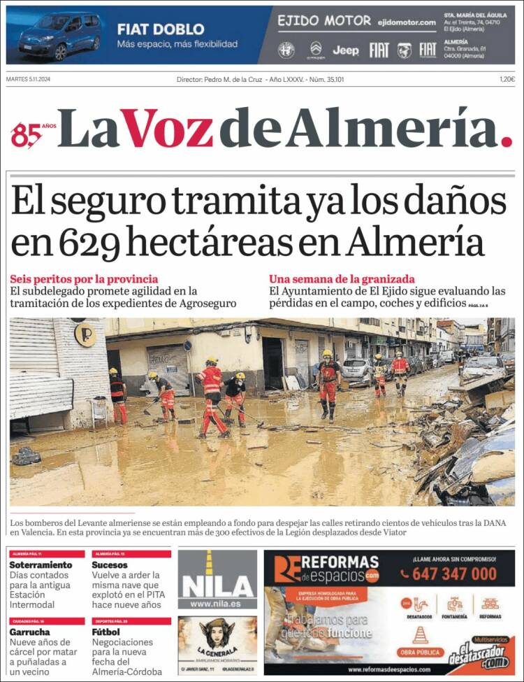 Portada de La Voz de Almería (España)