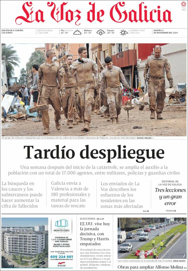 Portada de La Voz de Galicia (España)