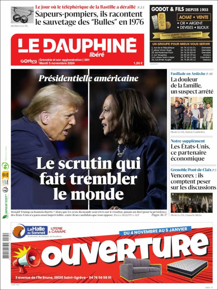 Portada de Le Dauphiné Libéré (France)