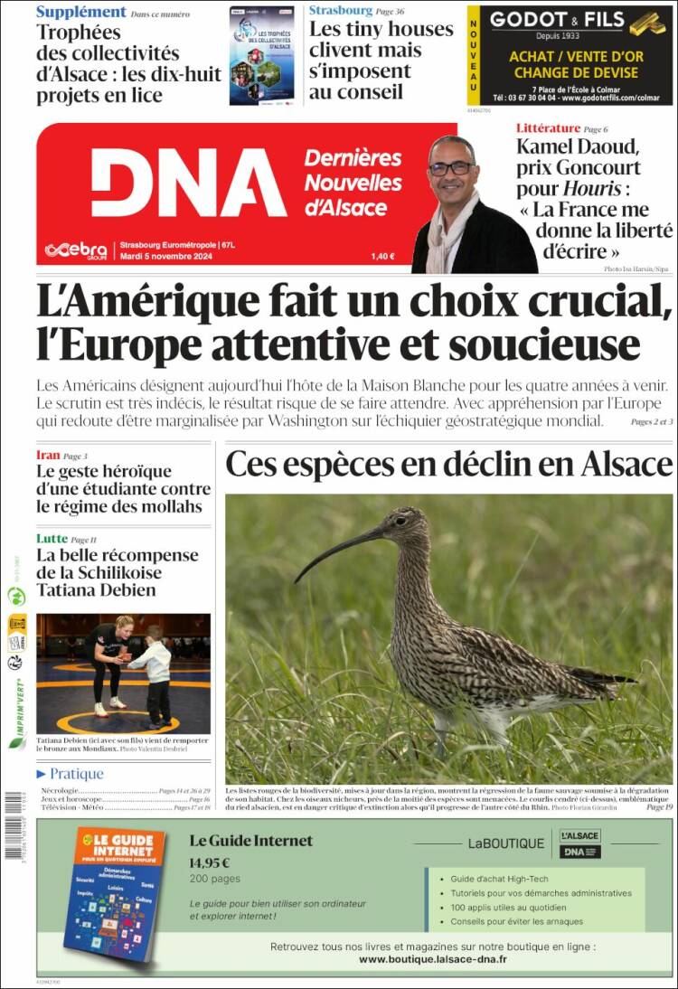 Portada de Les Dernières Nouvelles d'Alsace (France)