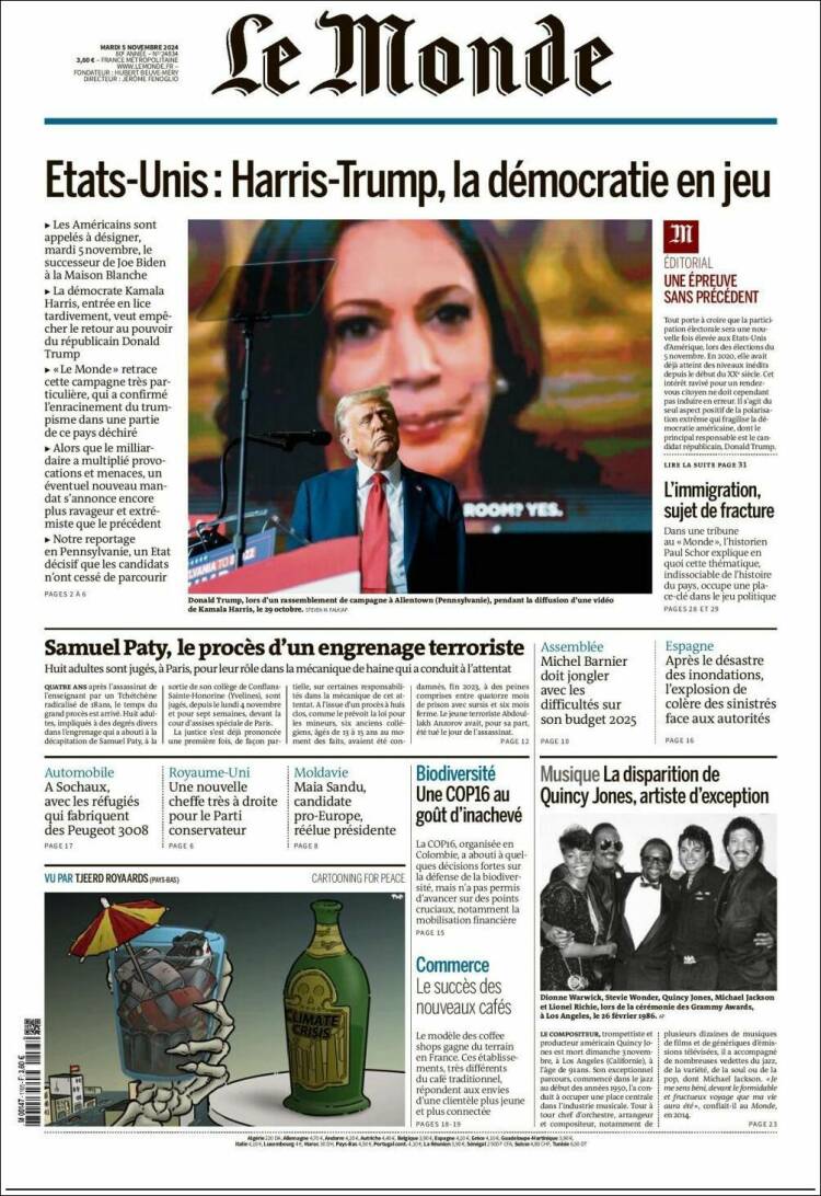 Portada de Le Monde (France)