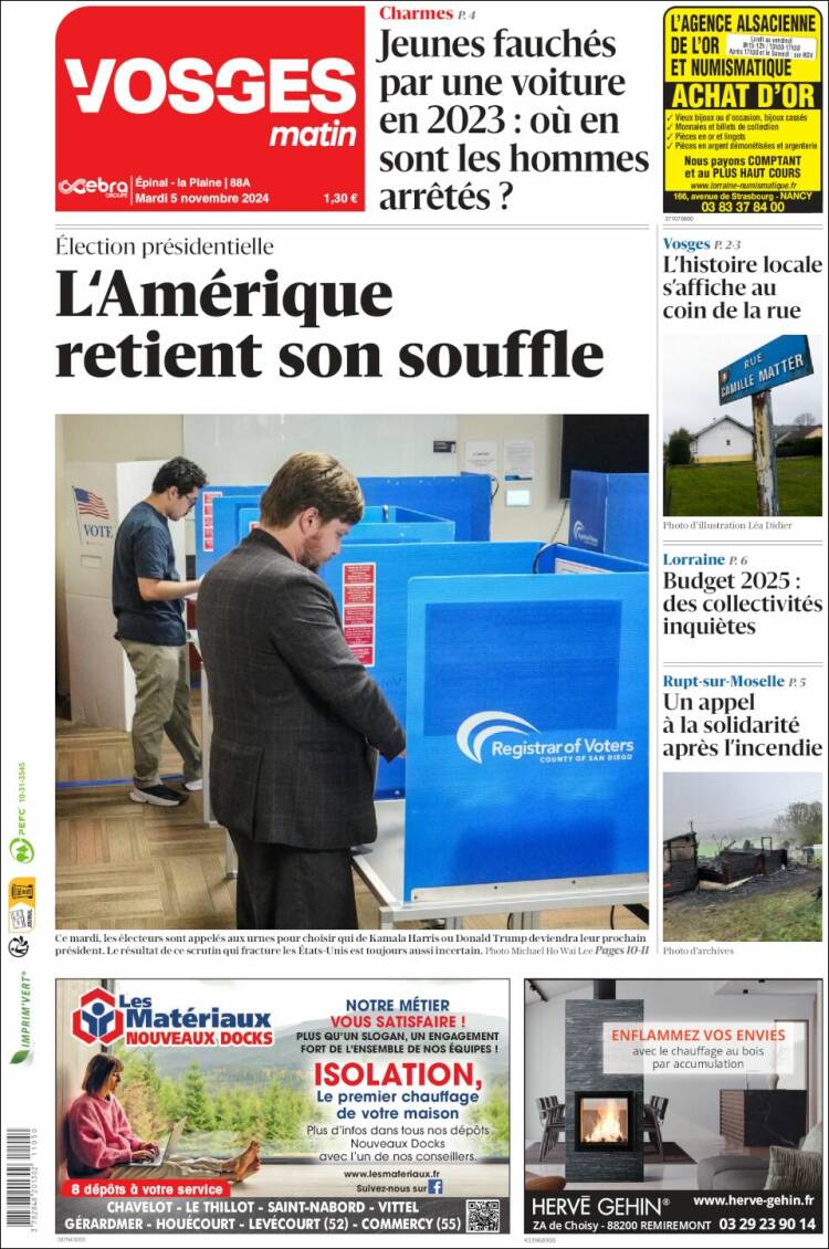 Portada de Vosges Matin (France)