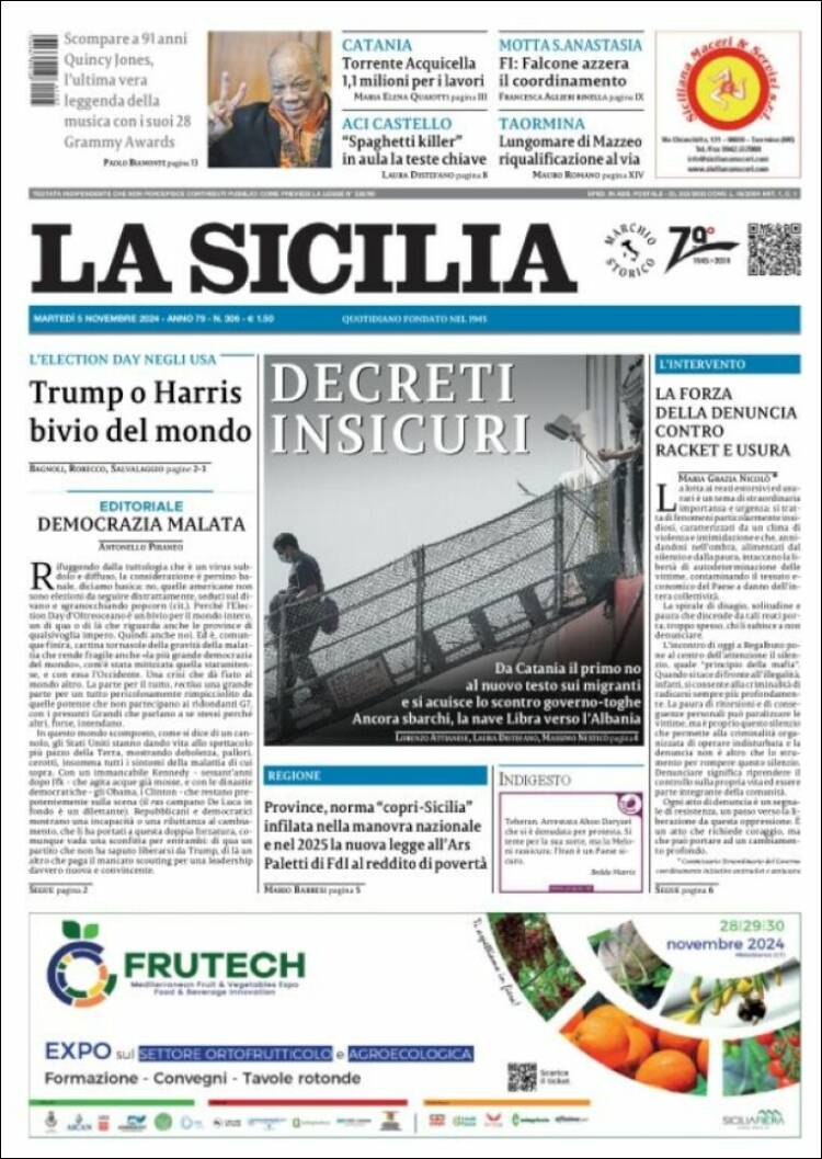 Portada de La Sicilia (Italia)