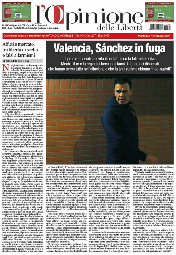 Portada de L'Opinione  delle Libertà (Italia)