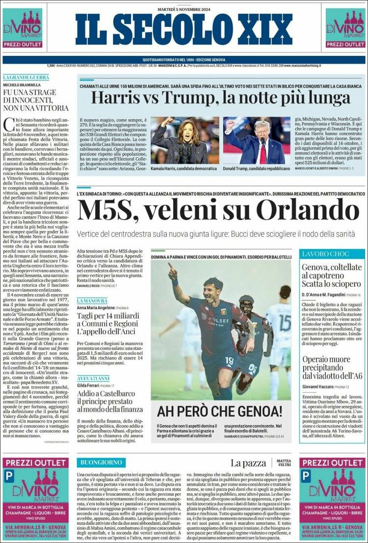 Portada de Il Secolo XIX (Italia)