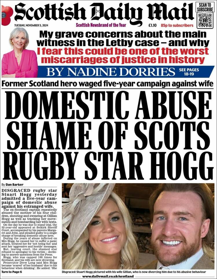 Portada de Scottish Daily Mail (Reino Unido)