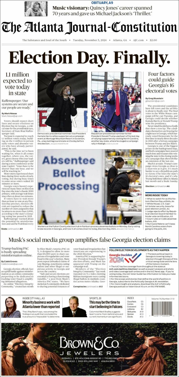 Portada de The Atlanta Journal-Constitution (USA)