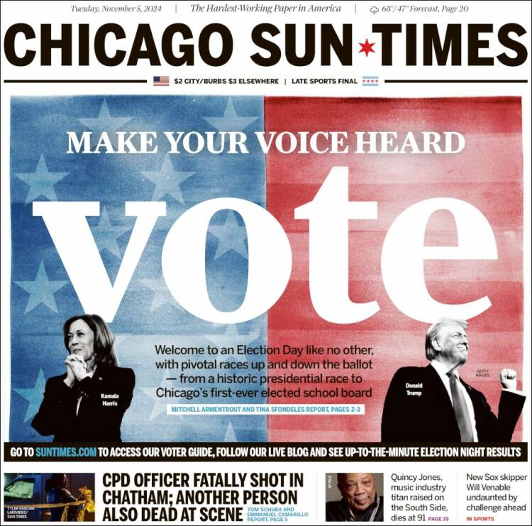 Portada de Chicago Sun-Times (USA)