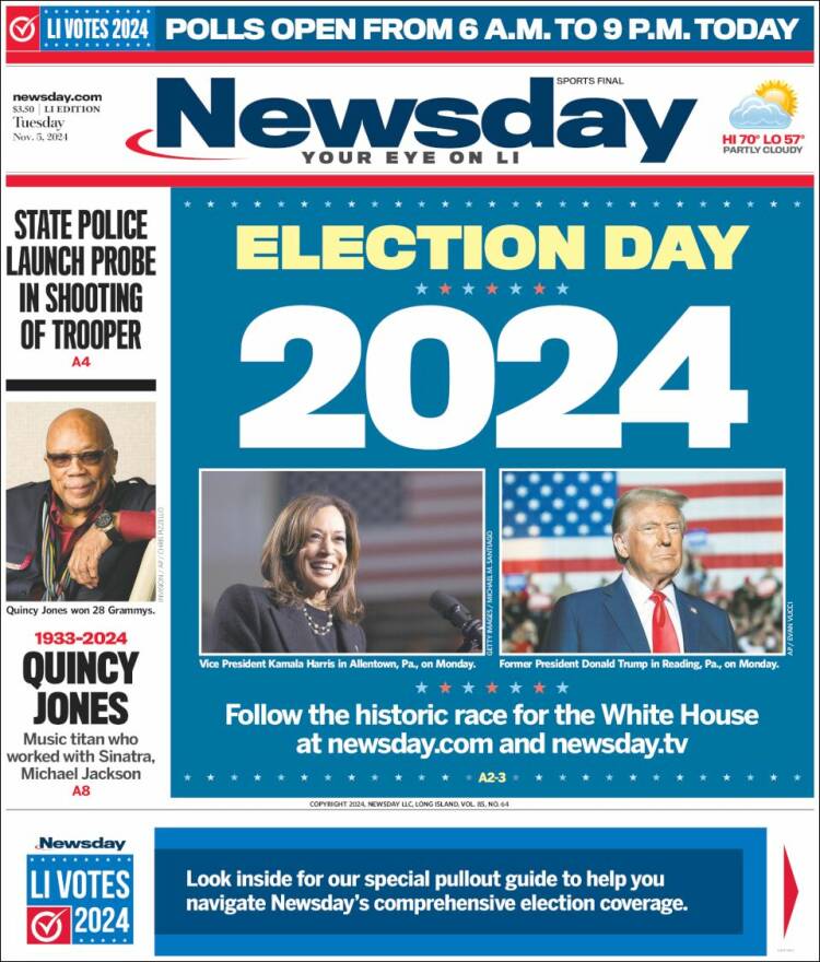 Portada de Newsday (USA)