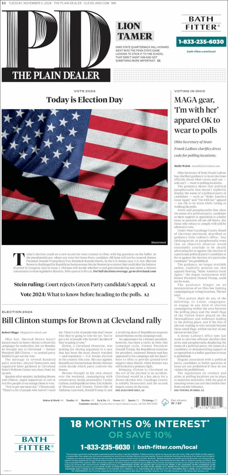 Portada de The Plain Dealer (USA)