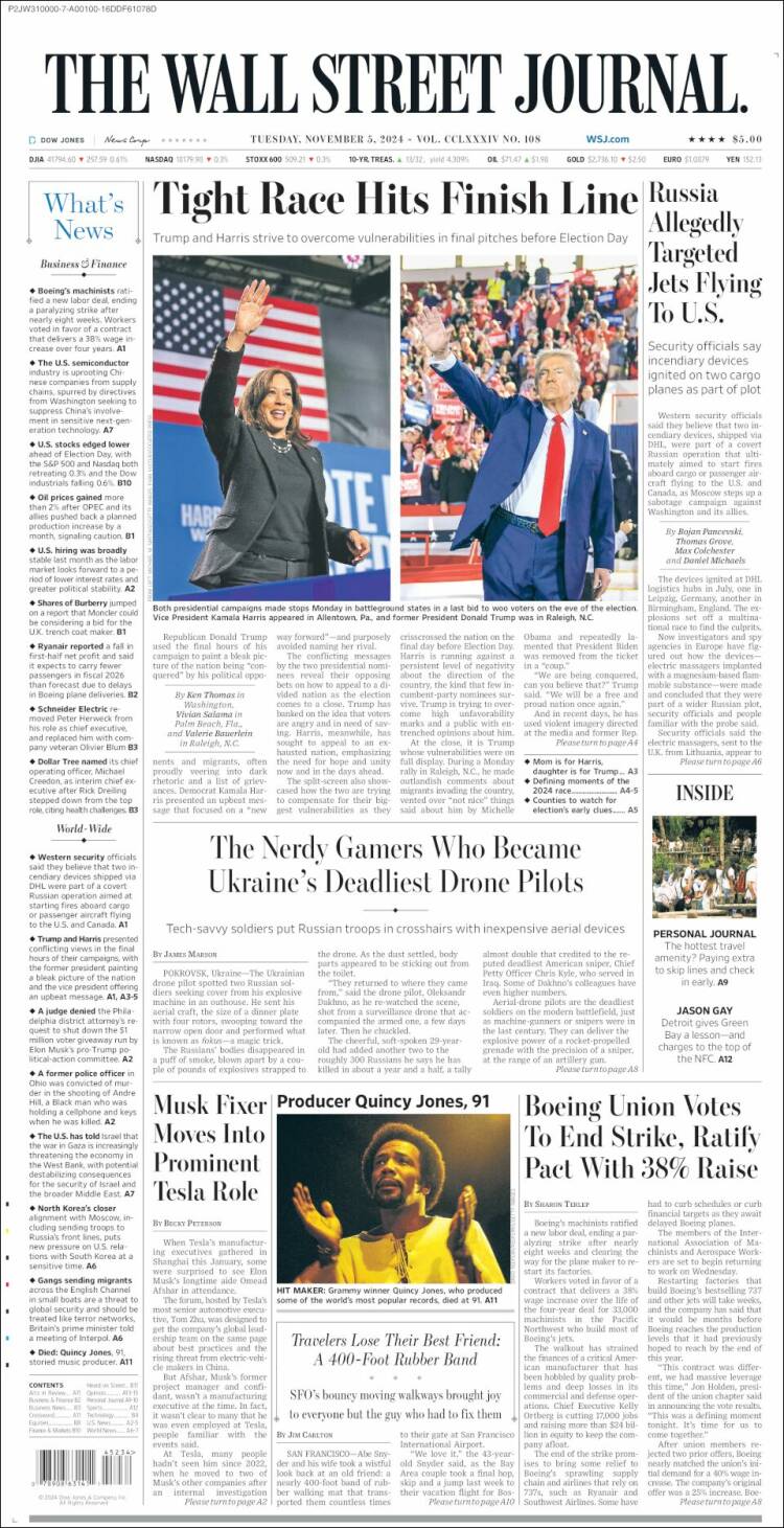 Portada de Wall Street Journal (USA)