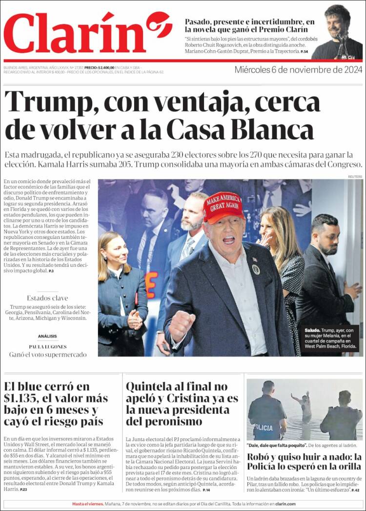 Portada de Clarín (Argentina)