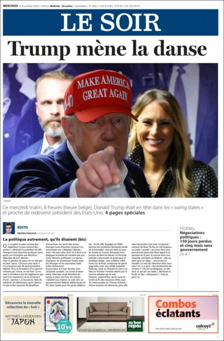 Portada de Le Soir (B&eacute;lgica)