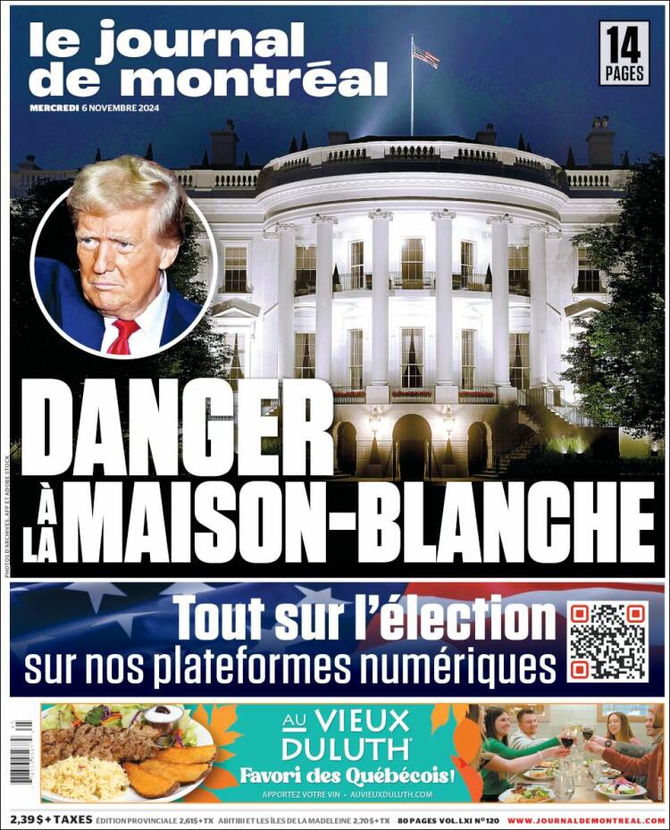 Portada de Le Journal de Montréal (Canadá)