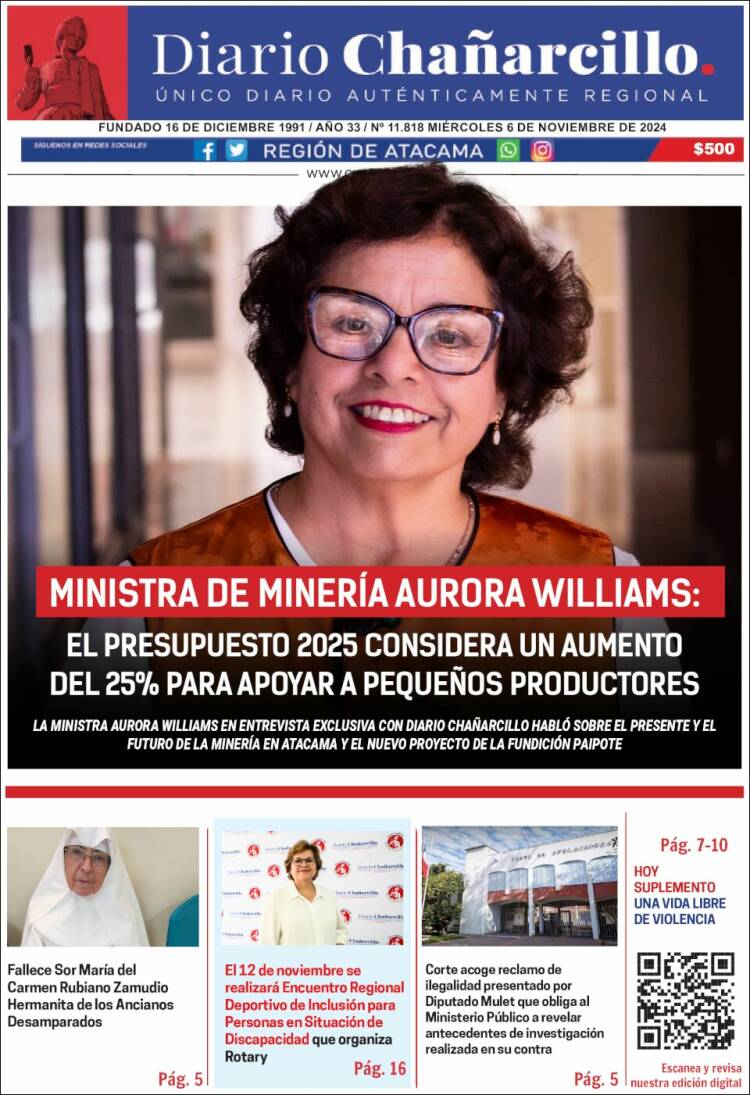 Portada de Diario Chañarcillo (Chile)