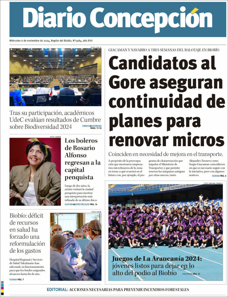 Portada de Diario de Concepción (Chile)