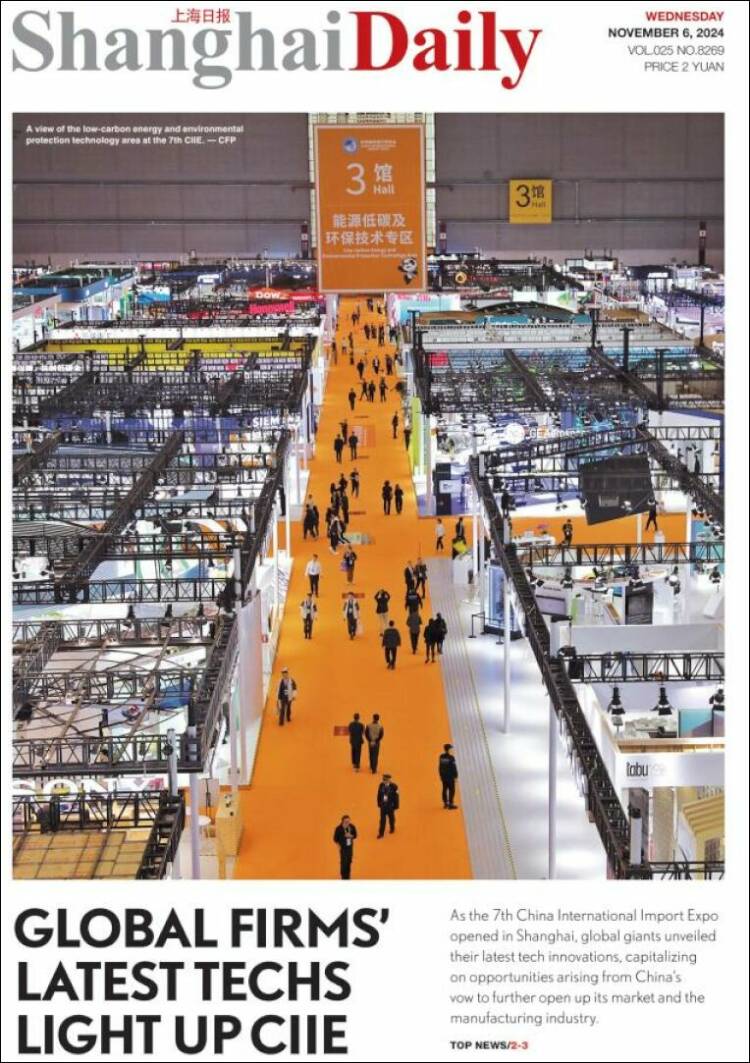 Portada de Shanghai Daily (China)