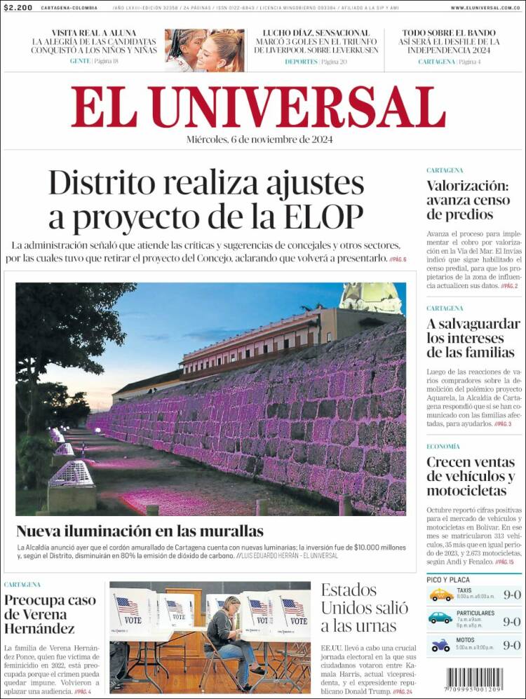 Portada de El Universal (Colombia)