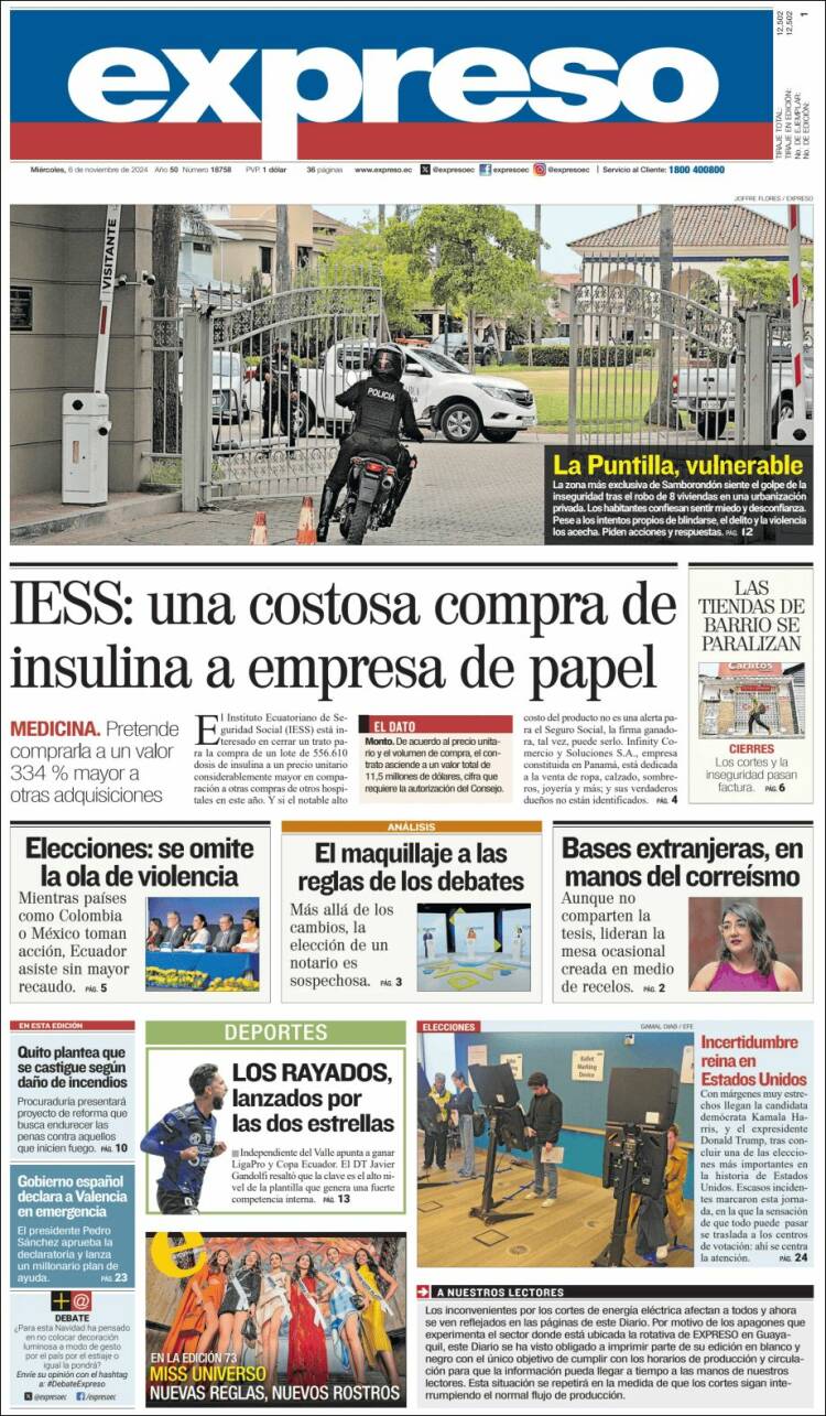 Portada de Expreso (Ecuador)