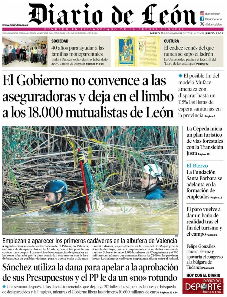 Portada de Diario de León (España)