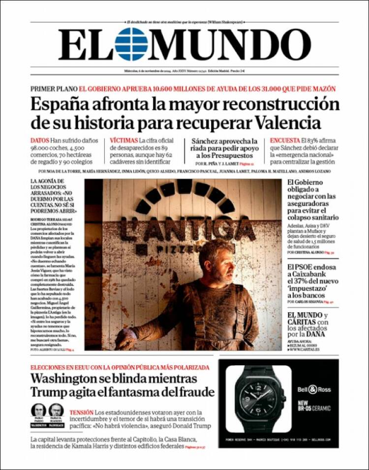 Portada de El Mundo (España)